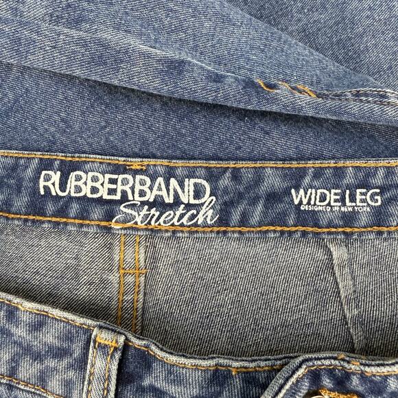 Rubberband Stretch Jeans Women's 30 11/12 Blue Patch Pocket Wide Leg NWT - Picture 7 of 14
